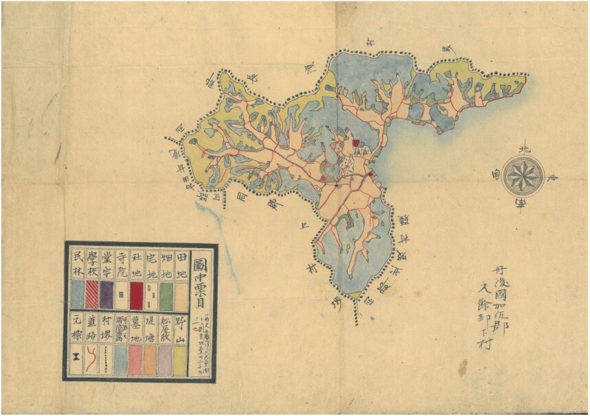 明治時代の余部下村絵図